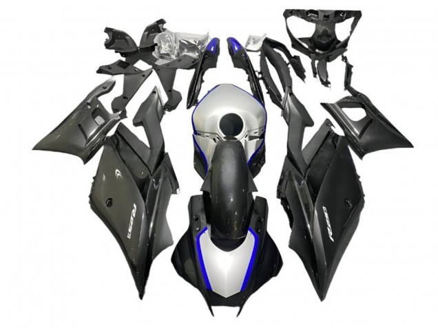 Yamaha YZF R3/R25 Motorrad Verkleidung 2022-2024 - Silber Blau Schwarz Carbonfaser Stil
