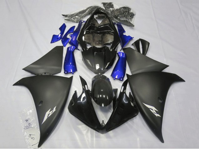 Yamaha YZF 1000 R1 Motorrad Verkleidung 2009-2011 - Glanzendes Schwarz Matt Schwarz Blau