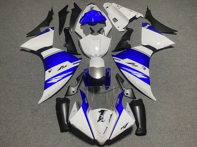 Yamaha YZF 1000 R1 Motorrad Verkleidung 2012-2014 - Weiss Blau Schwarz Silber Streifen
