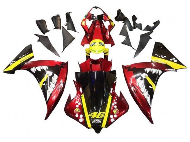 Yamaha YZF 1000 R1 Motorrad Verkleidung 2012-2014 - Rot Gelb Schwarz Hai