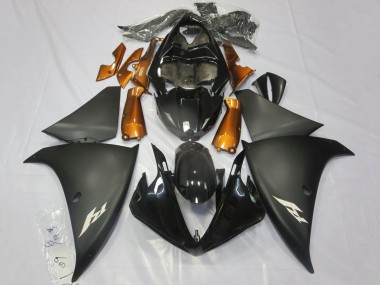 Yamaha YZF 1000 R1 Motorrad Verkleidung 2012-2014 - Glanzendes Schwarz Matt Schwarz Orange