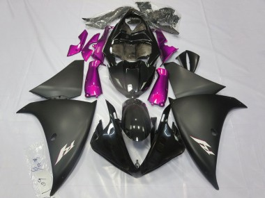 Yamaha YZF 1000 R1 Motorrad Verkleidung 2012-2014 - Glanzendes Schwarz Matt Schwarz Rosa