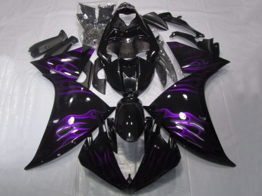 Yamaha YZF 1000 R1 Motorrad Verkleidung 2012-2014 - Glanzendes Schwarz Lila Flamme