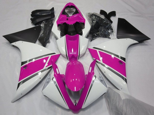 Yamaha YZF 1000 R1 Motorrad Verkleidung 2012-2014 - Weiss Rosa Matt Schwarz