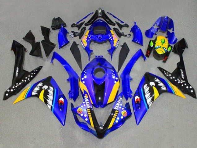 Yamaha YZF 1000 R1 Motorrad Verkleidung 2007-2008 - Blau Gelb Schwarz Hai