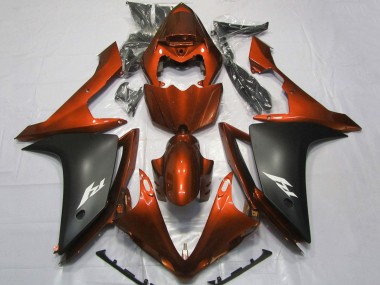 Yamaha YZF 1000 R1 Motorrad Verkleidung 2007-2008 - Orange Matt Schwarz