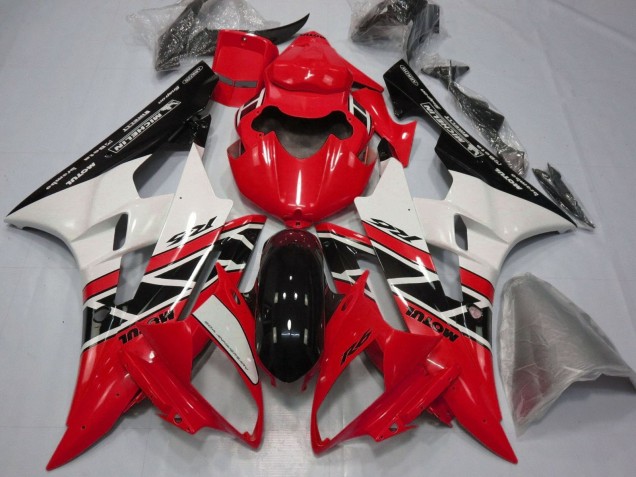 Yamaha YZF R6 Motorrad Verkleidung 2006-2007 - Rot Weiss Glanzendes Schwarz Michelin Motul