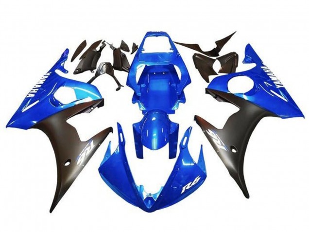 Yamaha YZF R6 Motorrad Verkleidung 2003-2004 - Blau Matt Schwarz Weiss Aufkleber