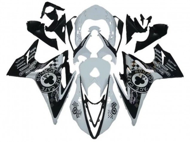 Triumph Daytona 675 Triple Motorrad Verkleidung 2013-2016 - Weiss Glanzendes Schwarz Cafe London