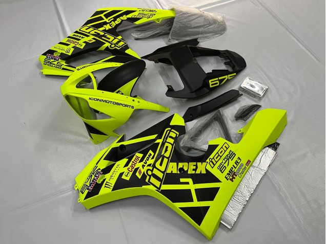 Triumph Daytona 675 Triple Motorrad Verkleidung 2006-2008 - Gelb Matt Schwarz