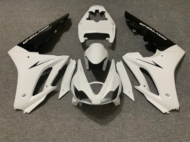Triumph Daytona 675 Triple Motorrad Verkleidung 2006-2008 - Weiss Glanzendes Schwarz