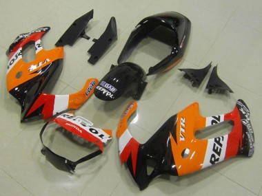 Honda VTR1000F Motorrad Verkleidung 1997-2005 - Orange Weiss Rot Glanzendes Schwarz Repsol