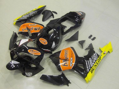 Honda CBR600RR Motorrad Verkleidung 2003-2004 - Glanzendes Schwarz Orange Gelb Hm Plant Dunlop