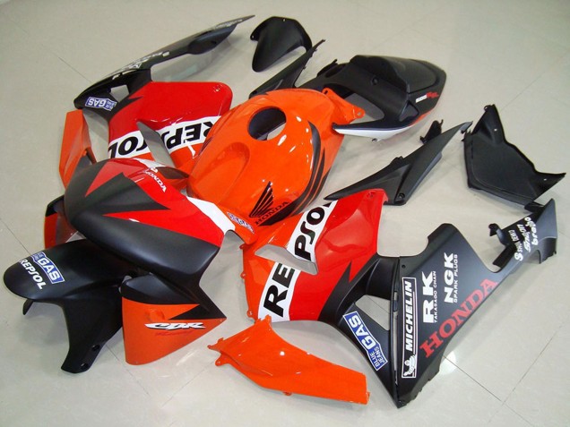 Honda CBR600RR Motorrad Verkleidung 2005-2006 - Orange Rot Weiss Matt Schwarz Repsol Rennen