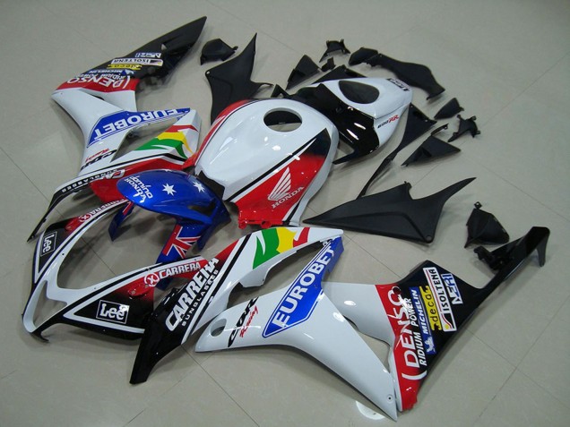 Honda CBR600RR Motorrad Verkleidung 2007-2008 - Weiss Rot Blau Glanzendes Schwarz EuroBet