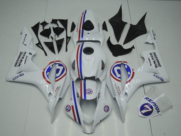Honda CBR600RR Motorrad Verkleidung 2007-2008 - Weiss Rot Blau R