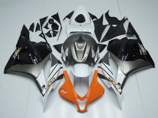 Honda CBR600RR Motorrad Verkleidung 2009-2012 - Weiss Silber Orange Glanzendes Schwarz