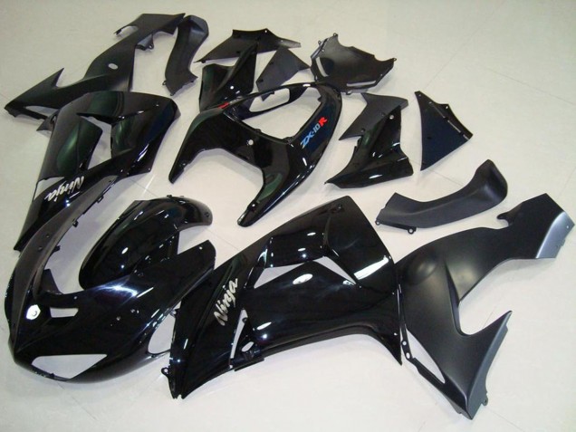 Kawasaki ZX10R Motorrad Verkleidung 2006-2007 - Glanzendes Schwarz Matt Schwarz Weiss Ninja