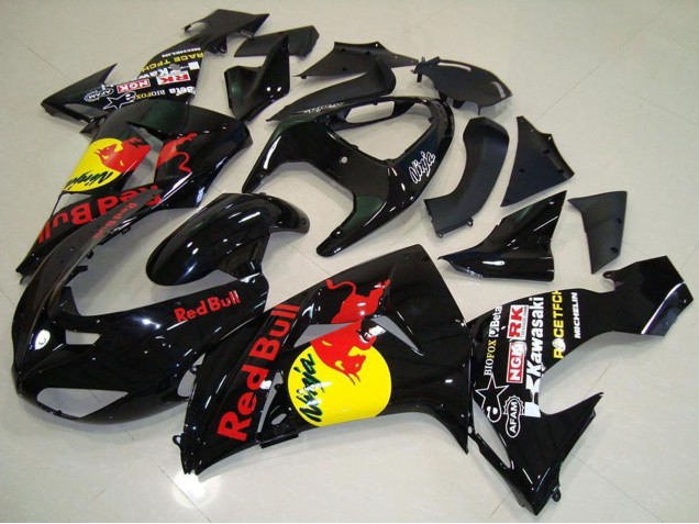 Kawasaki ZX10R Motorrad Verkleidung 2006-2007 - Glanzendes Schwarz Gelb Red Bull