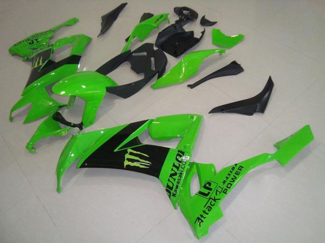 Kawasaki ZX10R Motorrad Verkleidung 2008-2010 - Grun Schwarz Monster Dunlop