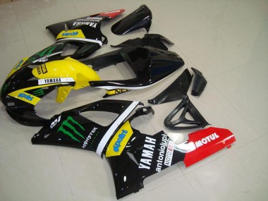 Yamaha YZF R1 Motorrad Verkleidung 2000-2001 - Glanzendes Schwarz Gelb Weiss Rot Monster Motul
