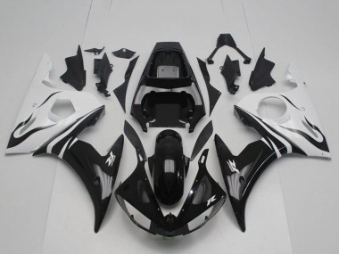 Yamaha YZF R6 Motorrad Verkleidung 2003-2004 - Weiss Glanzendes Schwarz