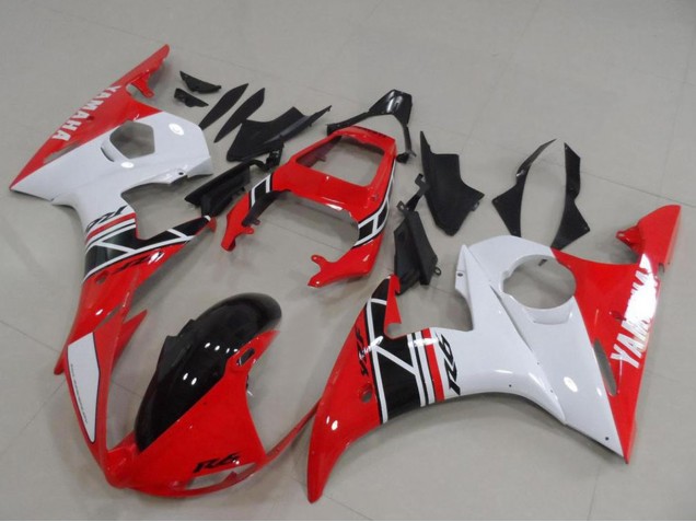 Yamaha YZF R6 Motorrad Verkleidung Kit 2003-2004 - Weiss Rot Glanzendes Schwarz