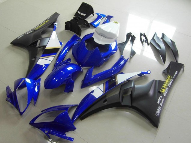 Yamaha YZF R6 Motorrad Verkleidung 2006-2007 - Weiss Blau Matt Schwarz Motul Michelin