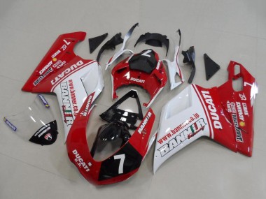 Ducati 848 1098 1198 Motorrad Verkleidung 2007-2014 - Weiss Rot Glanzendes Schwarz Banner 7