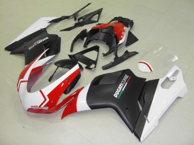 Ducati 1098 Motorrad Verkleidung 2007-2014 - Weiss Rot Matt Schwarz Corse
