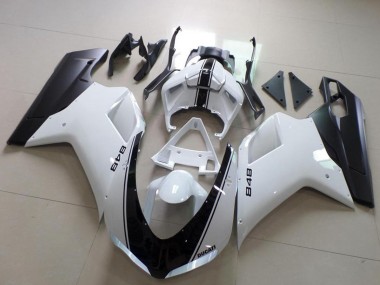 Ducati 848 Motorrad Verkleidung 2007-2014 - Weiss Matt Schwarz