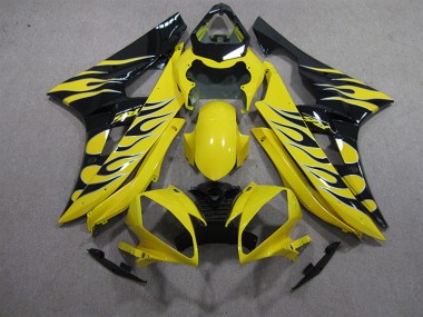 Yamaha YZF R6 Motorrad Verkleidung 2006-2007 - Gelb Schwarz Flamme