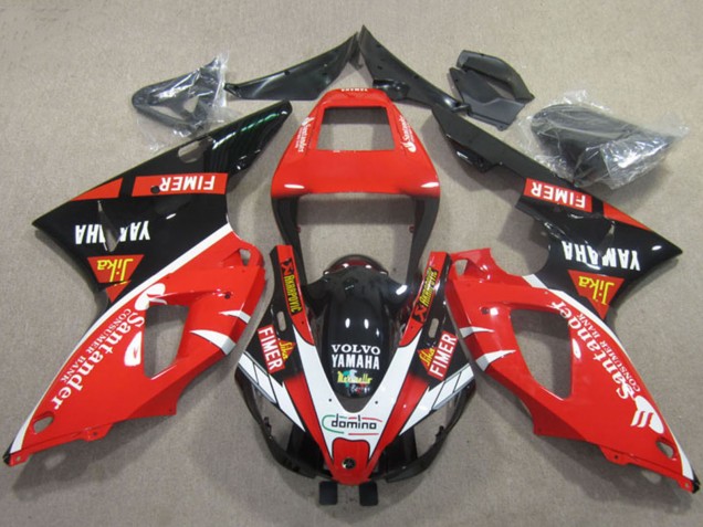 Yamaha YZF R1 Motorrad Verkleidung 2009-2011 - Rot Schwarz Weiss Santunder Fimer Volvo