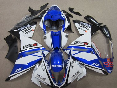 Yamaha YZF R1 Motorrad Verkleidung 2012-2014 - Weiss Blau Schwarz Pizzoli ENEOS Yamalube Semakin Didepan