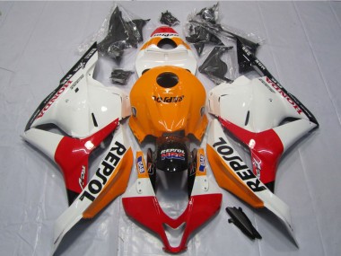 Honda CBR600RR Motorrad Verkleidungen Kit 2009-2012 - Orange Weiss Rot Glanzendes Schwarz Repsol