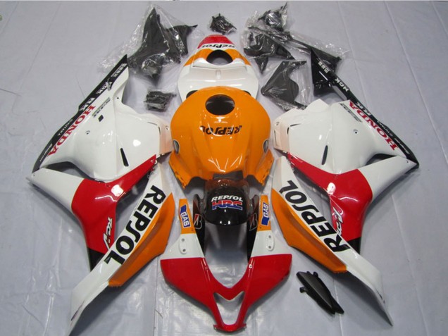 Honda CBR600RR Motorrad Verkleidungen Kit 2009-2012 - Orange Weiss Rot Glanzendes Schwarz Repsol