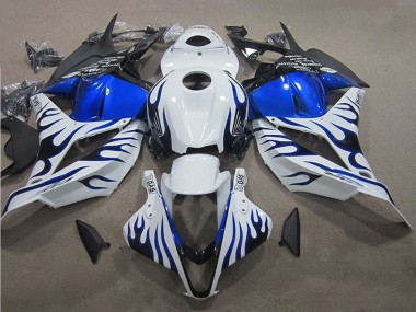 Honda CBR600RR Motorrad Verkleidung 2009-2012 - Weiss Blau Flamme