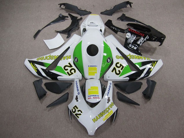 Honda CBR1000RR Motorrad Verkleidung 2008-2011 - Weiss Grun Gelb Glanzendes Schwarz Hannspree 52