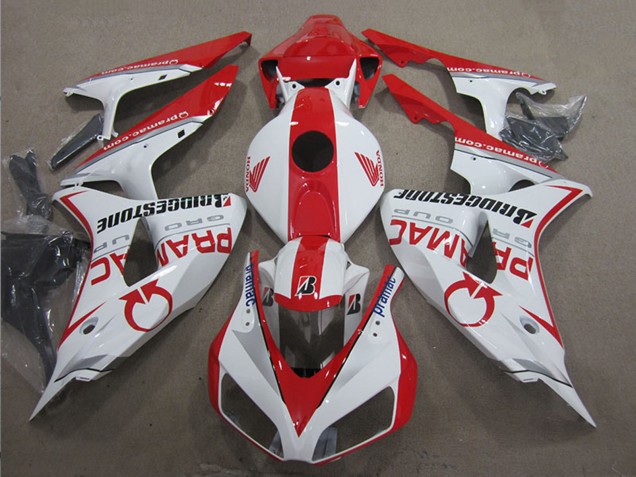 Honda CBR1000RR Motorrad Verkleidung 2006-2007 - Weiss Rot Pramac Bridgestone