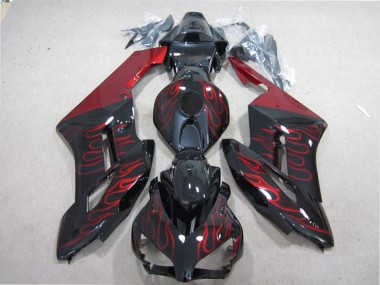 Honda CBR1000RR Motorrad Verkleidung 2004-2005 - Glanzendes Schwarz Rot Flamme