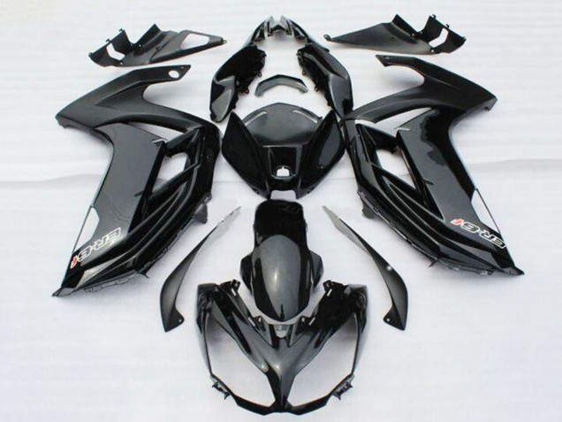 Kawasaki ER6F Motorrad Verkleidung 2012-2014 - Glanzendes Schwarz mit Aufkleber