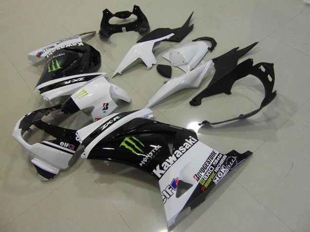 Kawasaki ZX250R Motorrad Verkleidung 2008-2012 - Weiss Glanzendes Schwarz Grun Elf Monster
