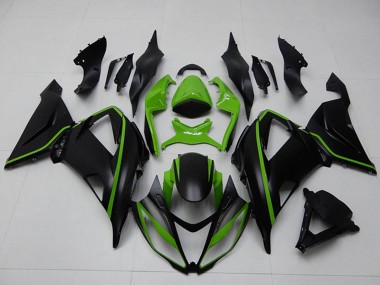 Kawasaki ZX6R Motorrad Verkleidung 2013-2018 - Grun Matt Schwarz