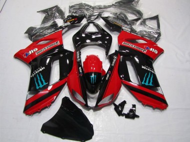 Kawasaki ZX6R Motorrad Verkleidung 2007-2008 - Rot Schwarz Monster