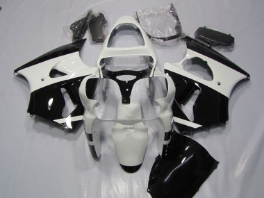 Kawasaki ZX6R Motorrad Verkleidung 2000-2002 - Weiss Glanzendes Schwarz