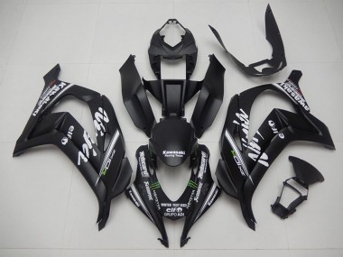 Kawasaki ZX10R Motorrad Verkleidung 2016-2020 - Matt Schwarz Grun Weiss Monster Rennen Team Motocard