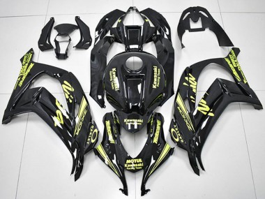 Kawasaki ZX10R Motorrad Verkleidung 2016-2020 - Glanzendes Schwarz Gelb Motul Rennen Team Motocard