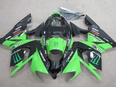 Kawasaki ZX10R Motorrad Verkleidung 2004-2005 - Schwarz Grun Monster