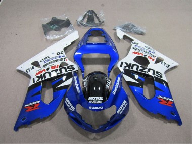 Suzuki GSXR 600 Motorrad Verkleidung 2001-2003 - Weiss Blau Schwarz Motul
