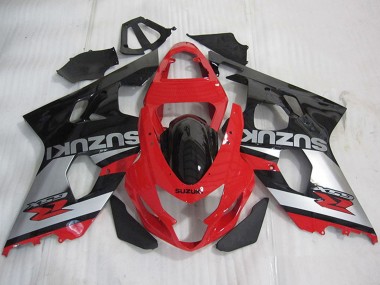 Suzuki GSXR 600 Motorrad Verkleidung 2004-2005 - Rot Silber Glanzendes Schwarz